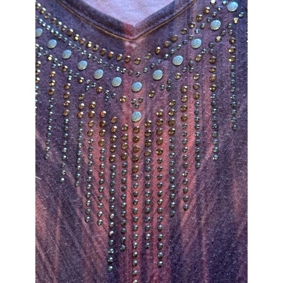 One World Live & Let Live Tunic Top Size Small Stretch Hi-Low Embellished Modern - Picture 8 of 15